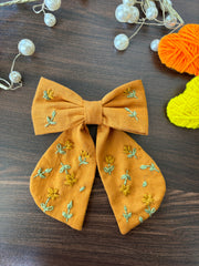Summer Yellow Embroidered Bow
