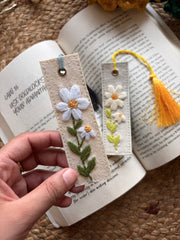 White Daisies - Embroidered Bookmark