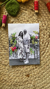 Photograph Embroidered Frame - Green Florals