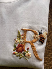 Customized Embroidered T-shirt - Florals and Bee