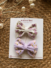 Violet Petals- Embroidered Bow