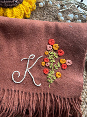 Initial Embroidered Cashmere Stoles