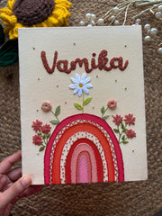 Rainbow Flowers - Name Canvas