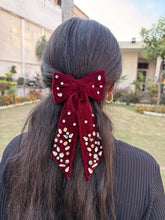 Sequin Suede - Embroidered Bow