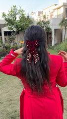 Sequin Suede - Embroidered Bow