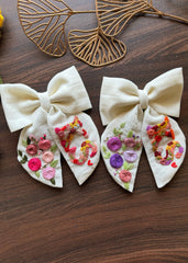 Floral Name Customized Embroidered Bow