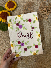 Daisy Flowers - Customized Hand Embroidered Journal