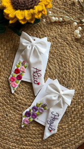 Name Customized Embroidered Bow