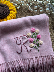 Initial Embroidered Cashmere Stoles