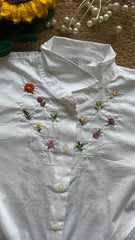 Bloom Grid - Cotton Linen Embroidered Shirt