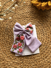 Lavender Rose- Embroidered Bow