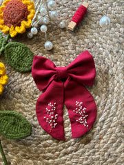 Red Autumn Embroidered Bow