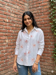 Threaded Petals - Cotton Linen Embroidered Shirt