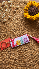 Embroidered Floral Name Keychain