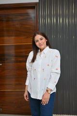 Garden Whimsy - Cotton Linen Embroidered Shirt