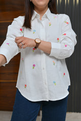 Garden Whimsy - Cotton Linen Embroidered Shirt