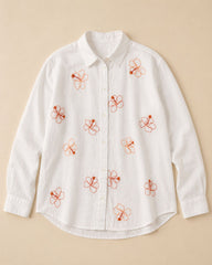 Threaded Petals - Cotton Linen Embroidered Shirt