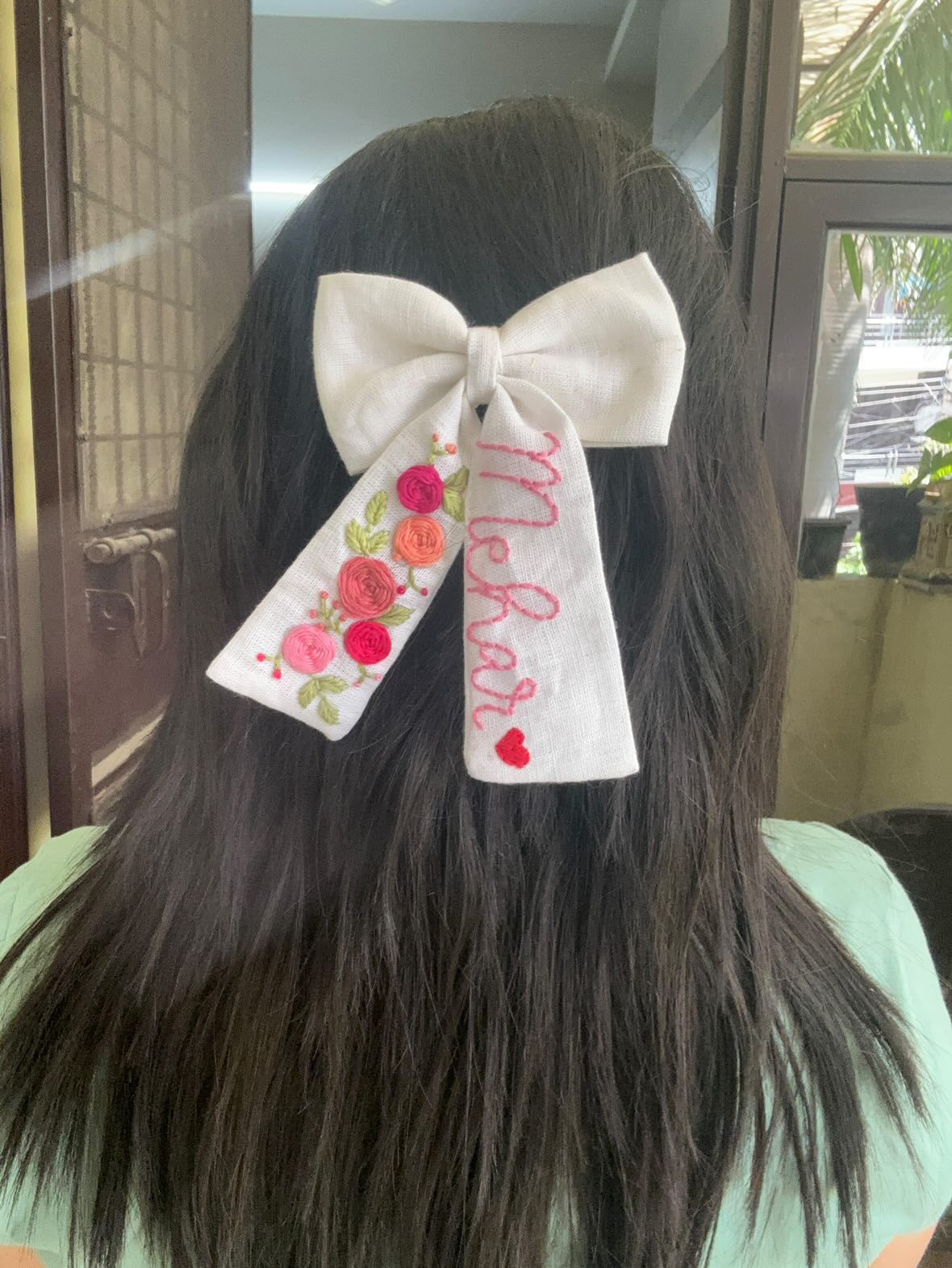 Name Customized Embroidered Bow