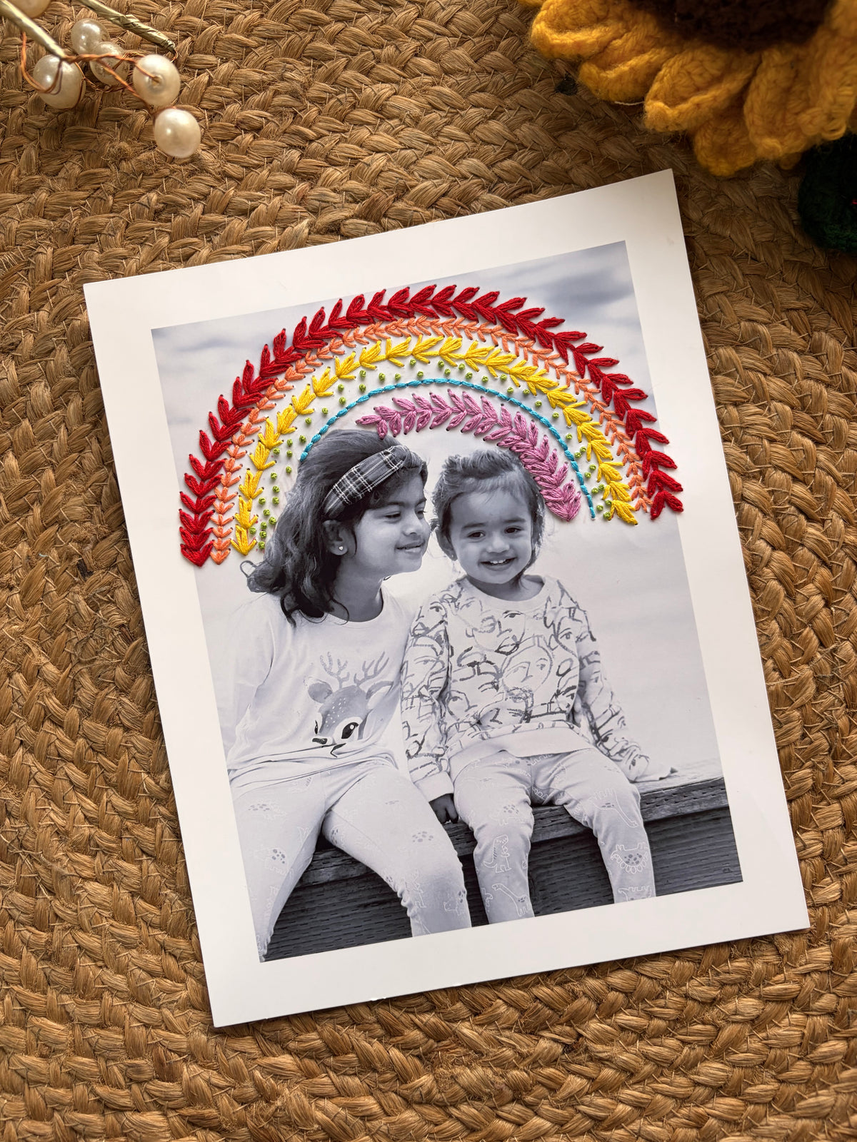 Photograph Embroidered Frame - Rainbow