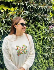 Floral Initial Embroidered Sweatshirt