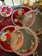 Embroidered Channi and Thali Set- Karwachauth Special