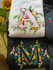 Floral Initial Embroidered Sweatshirt