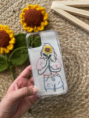 Sunflower Girl - Embroidered Mobile Cover