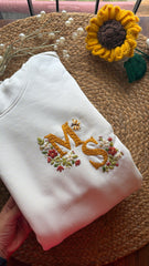 Couple Initials Floral Embroidered Hoodie