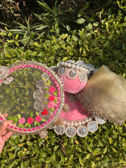 Pastel Pearl Embroidered Channi and Thali Set- Karwachauth Special