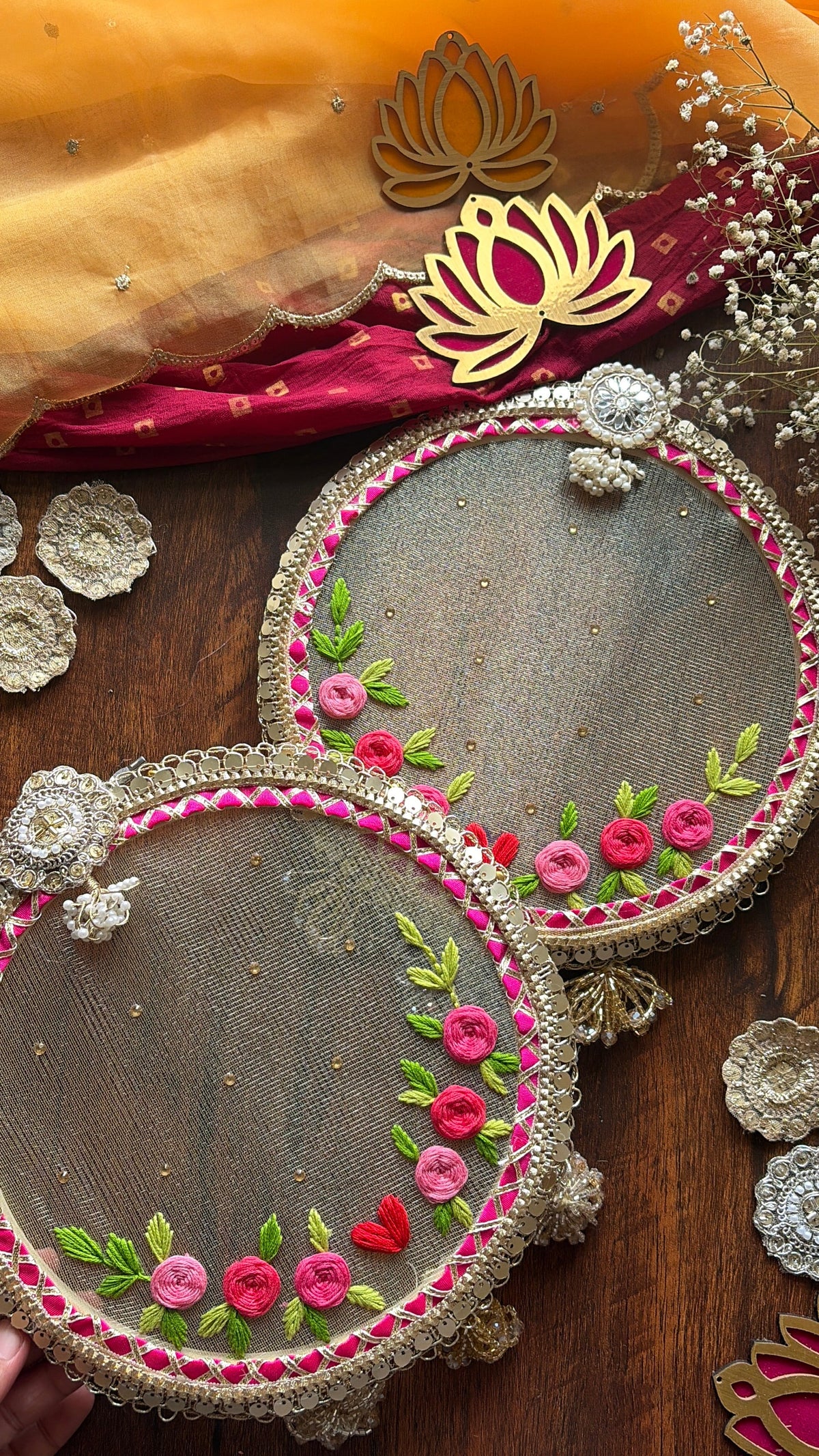 Hoop Embroidered Channi - Karwachauth Special