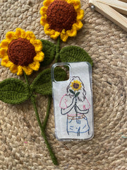 Sunflower Girl - Embroidered Mobile Cover