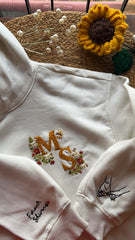 Couple Initials Floral Embroidered Hoodie