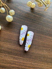 Lavendar Daisy - Embroidered Hair Pin