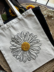 Abstract Flower - Embroidered Tote Bag