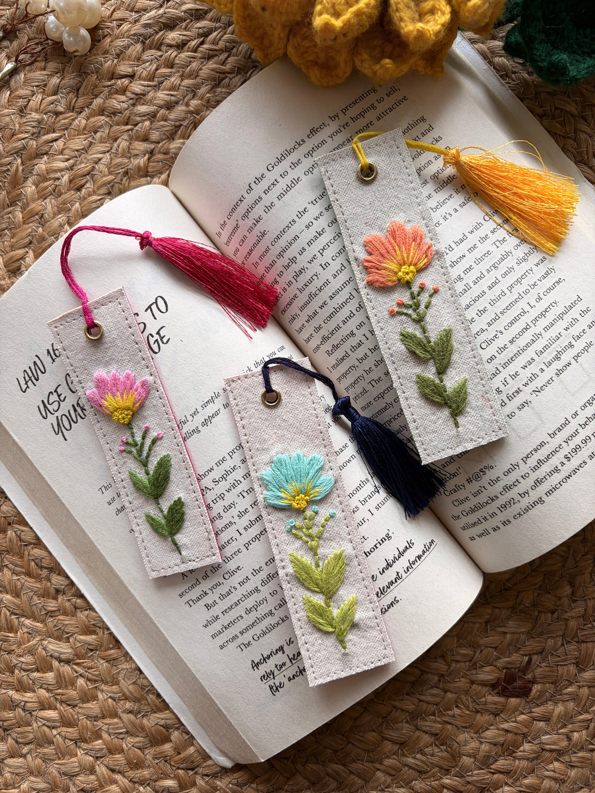 Petals & Pages - Embroidered Bookmark