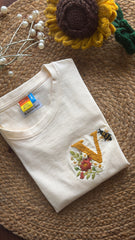 Customized Embroidered T-shirt - Florals and Bee
