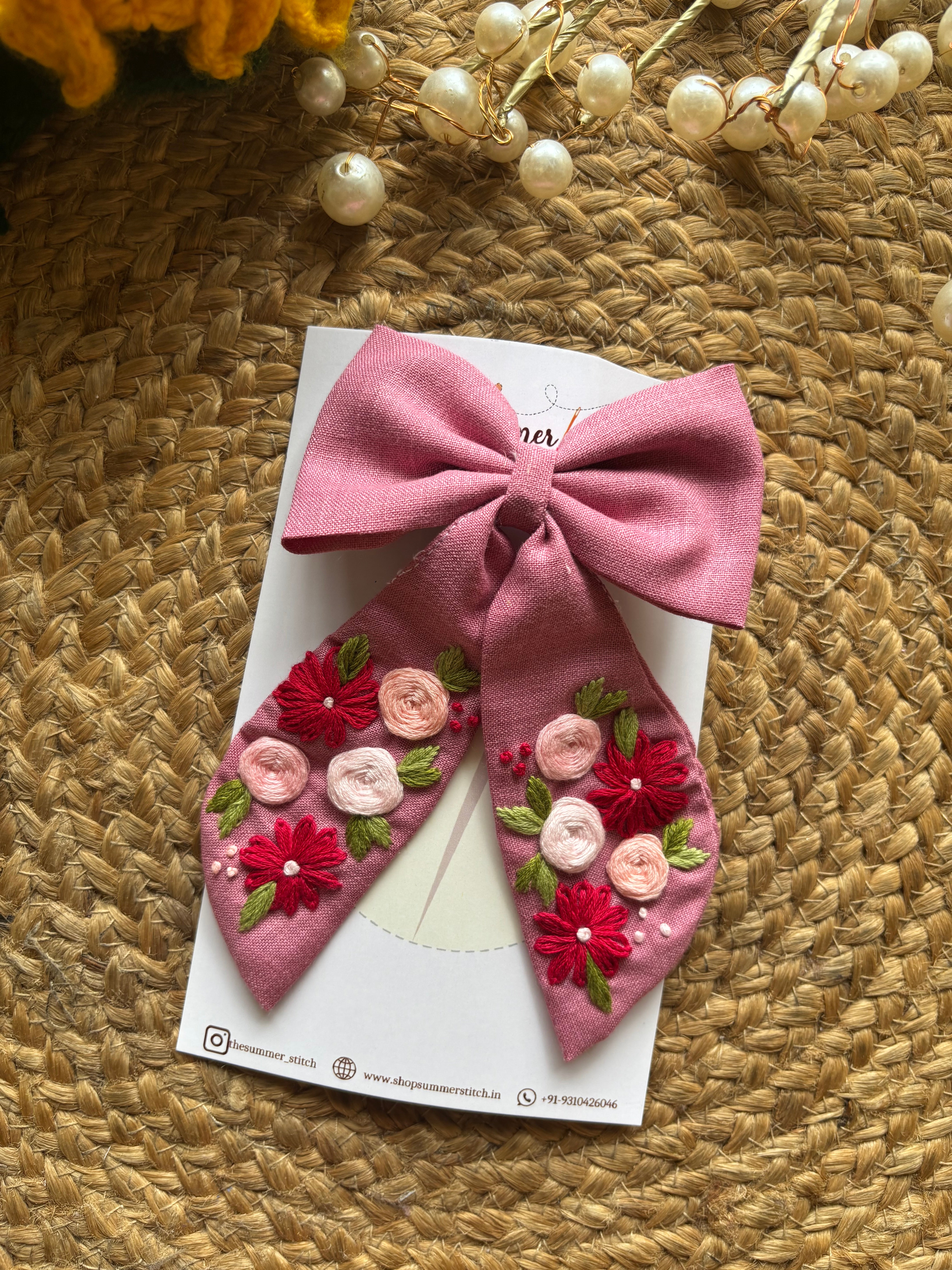 Spring Delight - Embroidered Bow