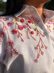 Wildflower Whisper - Cotton Linen Embroidered Shirt