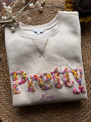 Butterfly Customized Floral Embroidered Sweatshirt