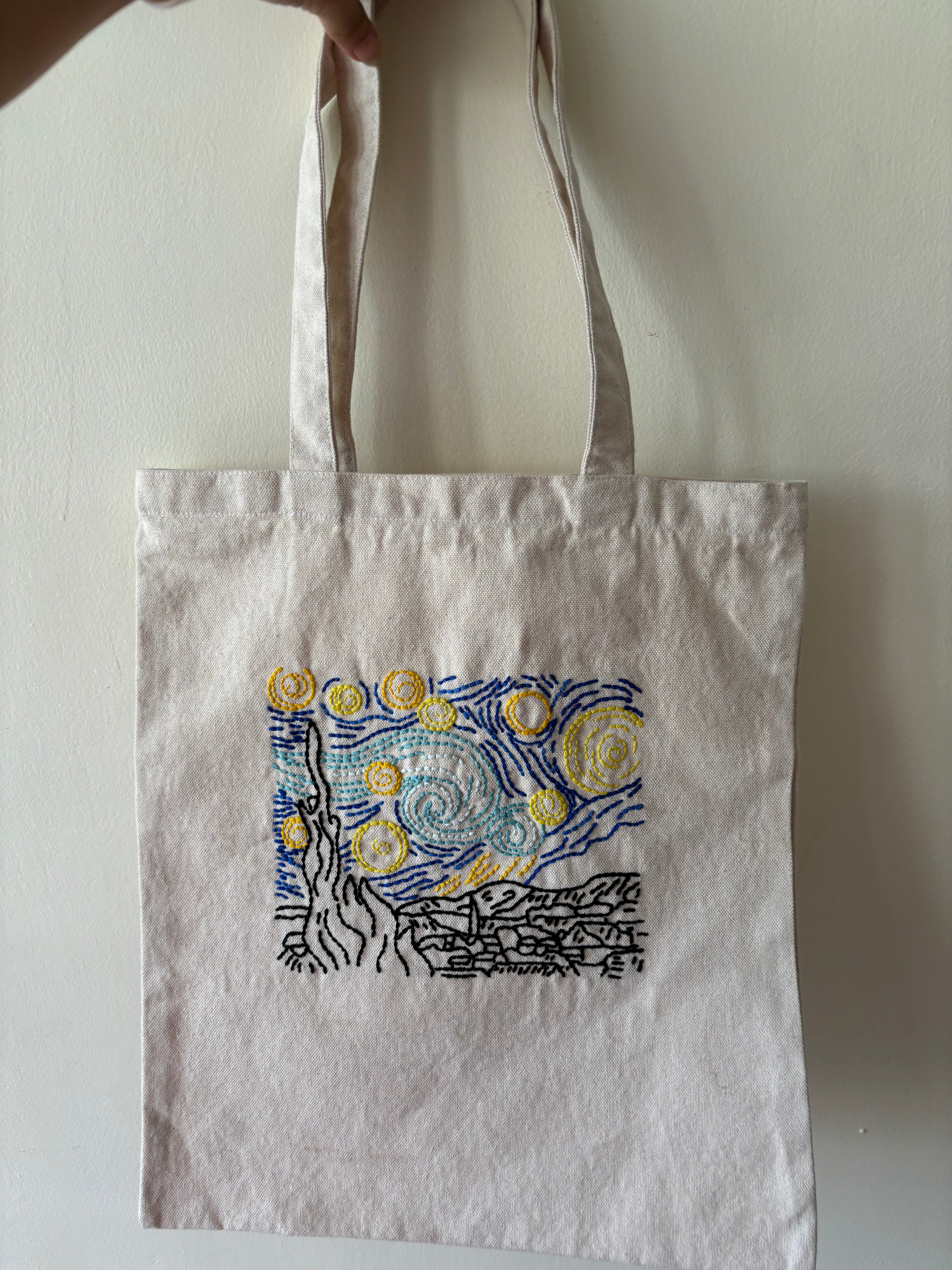 Starry Night - Embroidered Tote Bag