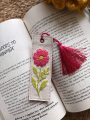 Summer Peony - Embroidered Bookmark