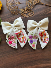 Floral Name Customized Embroidered Bow