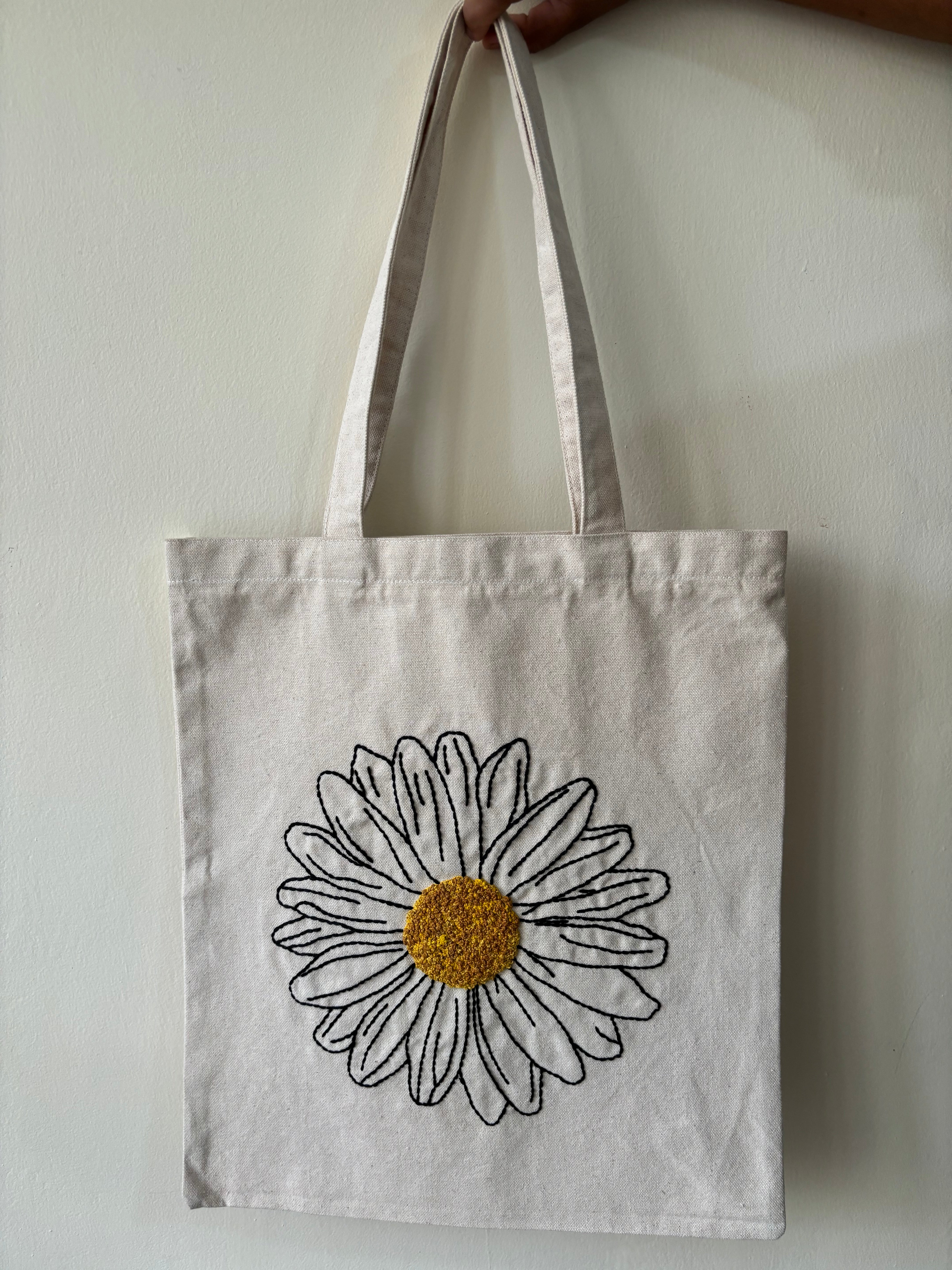 Abstract Flower - Embroidered Tote Bag