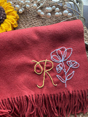 Initial Embroidered Cashmere Stoles