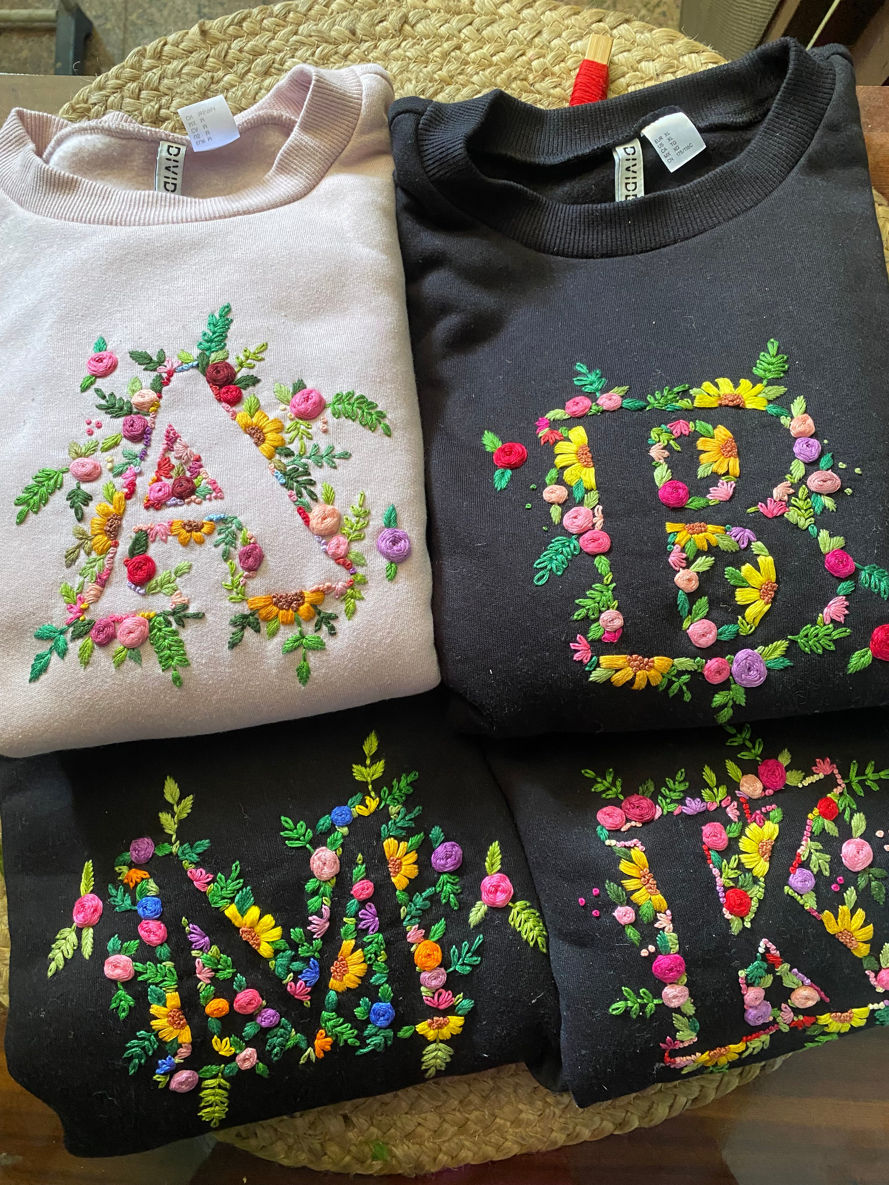 Floral Initial Embroidered Sweatshirt