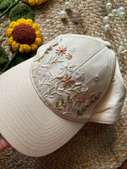 Beige Florals - Embroidered Cap