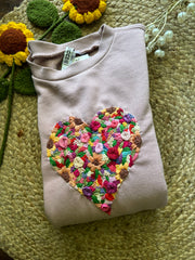 Heart Embroidered Sweatshirt