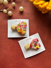 Embroidered Heart - Embroidered Hair Pin