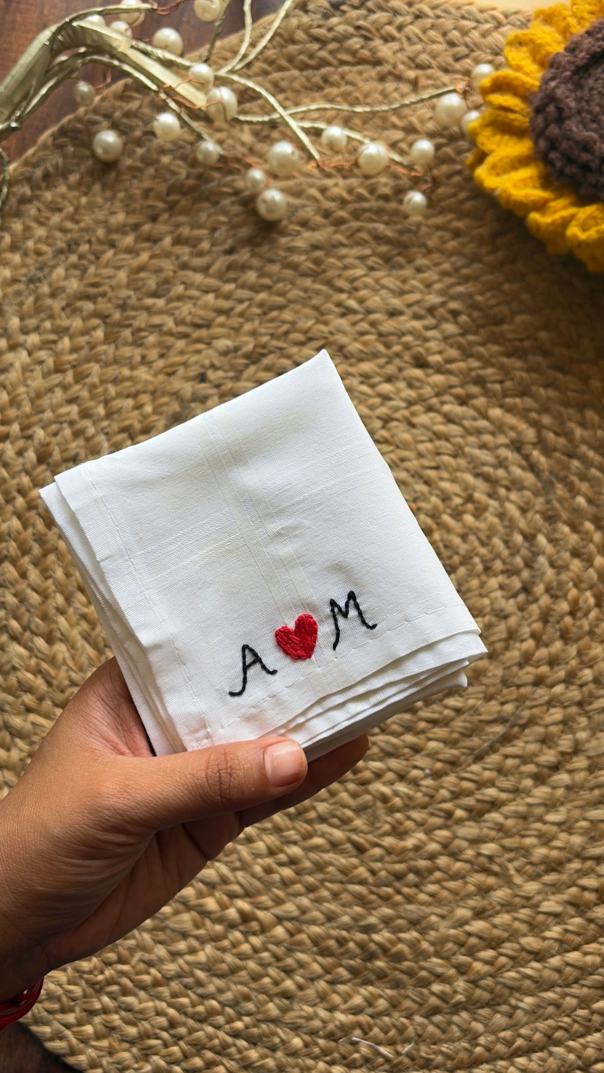Small Heart Initials Customised Hanky