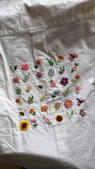 Bloom Grid - Cotton Linen Embroidered Shirt